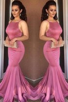 Sweep Train Normale Taille Meerjungfrau Stil Fabelhaft Ballkleid mit Rüschen aus Satin