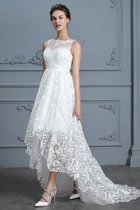 Prinzessin Natürliche Taile Hinreißend A-Line Asymmetrisch Brautkleid mit Bordüre