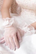 Organza Mit Blumen Weiß Elegant|Bescheiden Brauthandschuhe