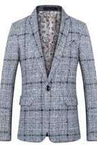 Mode Casual Business Männer Blazer Grau Anzüge Plaid Treffen