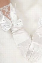 Satin Mit Kristall Weiß Elegant|Bescheiden Brauthandschuhe