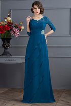 A-Line Normale Taille 3 /4 Länge Ärmeln Anständiges Brautmutterkleid aus Chiffon