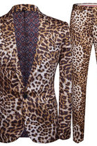 Anzüge Slim Fit Casual Nachtclub Einreiher Leopard Anzug