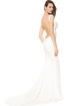 Rückenfreies Gerüschtes Chiffon Wasserfall Ausschnitt Prächtiges Brautkleid
