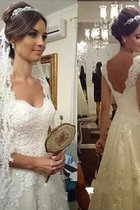 Prinzessin Herz-Ausschnitt A-Line Bodenlanges Brautkleid mit Bordüre