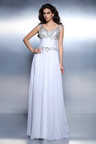 A Linie Reißverschluss Ärmelloses Chiffon Bodenlanges Ballkleid
