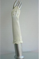 Taft Perlenstickerei Elfenbein Chic|Modern Brauthandschuhe