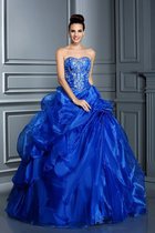 Duchesse-Linie Satin Empire Taille Ärmelloses Partykleid mit Applikation