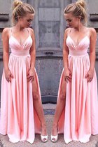 Natürliche Taile Breiter Träger Gerüschtes A-Linie Bodenlanges Abendkleid