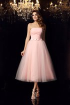 Satin Kurzes wadenlanges Partykleid mit Gürtel mit Reißverschluss