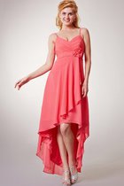 Vorn Kurz Hinten Lang Modern Glamouröses Brautjungfernkleid ohne Ärmeln mit Blume