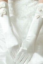 Satin Mit Bowknot Elfenbein Elegant|Bescheiden Brauthandschuhe