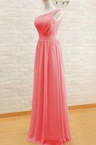 A linie One Schulter Reißverschluss Bodenlanges Brautjungfernkleid aus Chiffon