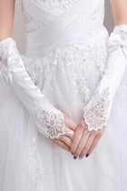 Satin Mit Bowknot Weiß Modern Brauthandschuhe