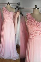 Ein Träger Normale Taille Prinzessin a linie Brautjungfernkleid mit Blume