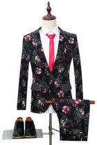 Blazer Hochzeit Anzüge Set 2 Stücke Partei Slim Fit Bräutigam Mode Männer Blume