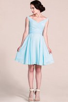 A linie Gerüschtes Mini Brautjungfernkleid mit Schmetterlingsknoten aus Chiffon