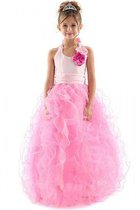 Nackenband Plissiertes Blumenmädchenkleid mit Blume mit Rüschen
