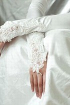 Satin Elegant|Bescheiden Weiß Elegant|Bescheiden Brauthandschuhe