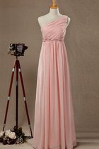 A-Line Gerüschtes Chiffon Empire Taille Bodenlanges Brautjungfernkleid