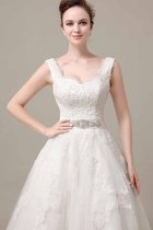 Klassisches a linie V-Ausschnitt Informelles Brautkleid mit Schleife