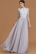 A linie Prinzessin Nackenband Bodenlanges Brautjungfernkleid aus Chiffon