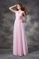 V-Ausschnitt A-Line Empire Taille Reißverschluss Prinzessin Brautjungfernkleid
