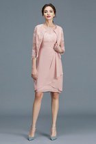 Natürliche Taile Enges Knielanges Brautmutterkleid aus Chiffon ohne Ärmeln