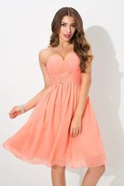 A linie Plissiertes Herz-Ausschnitt Prinzessin Kurzes Brautjungfernkleid