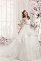 A-Line Organza Gericht Schleppe Brautkleid mit Bordüre mit Rücken Schnürung