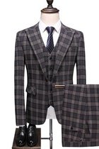 Weste Business Hochzeit Grau Plaid Anzüge 5xl Slim Fit Anzug