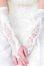 Satin Mit Applikation Weiß Chic|Modern Brauthandschuhe