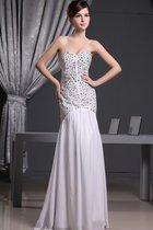 Perlenbesetztes Chiffon Ärmellos Sittsames Abendkleid