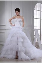 A-Line Satin Ärmelloses Brautkleid mit Stickerei mit Empire Taille