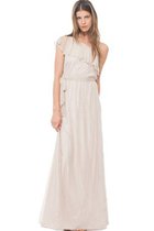 One Schulter Romantisches Sittsames Brautjungfernkleid mit Rüschen