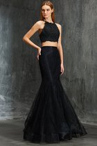 Normale Taille Spaghetti Träger Bodenlanges Abendkleid mit Applike ohne Ärmeln