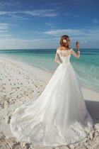 Schulterfrei Bateau Luxus Brautkleid mit Applike aus Organza