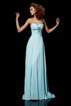 Chiffon Sweep Zug Sittsames Ballkleid mit Herz-Ausschnitt mit Perlen