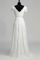 A-Line Spitze Informelles Brautkleid mit Schleife mit Reißverschluss