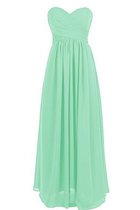 A-Linie Herz-Ausschnitt Natürliche Taile Knöchellanges Brautjungfernkleid aus Chiffon