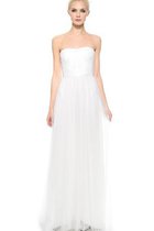 Rückenfreies Ärmellos Organza Gerüschtes Bodenlanges Brautkleid