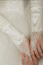 Taft Mit Luxuriös Kristall Weiß Brauthandschuhe