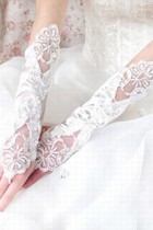 Satin Mit Applikation Weiß Bescheiden Brauthandschuhe