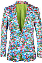 Blazer Casual Männer Anzug Herren Muster Jacke Blumen