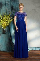 Normale Taille Chiffon Sittsames Brautmutterkleid mit Schaufel Ausschnitt mit Perlen