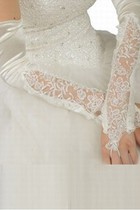 Taft Perlenstickerei Weiß Elegant|Bescheiden Brauthandschuhe