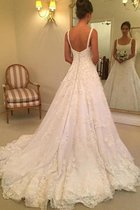 Prinzessin Herrlich Gericht Schleppe A-Line Brautkleid mit Spaghettiträger mit Bordüre