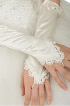 Taft Mit Bowknot Weiß Elegant Brauthandschuhe