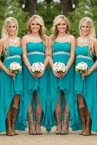 Herz-Ausschnitt Prinzessin Empire Taille A-Linie Brautjungfernkleid aus Chiffon