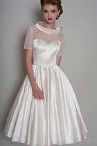 A-Linie Romantisches Informelles Brautkleid mit Knöpfen mit Schmetterlingsknoten